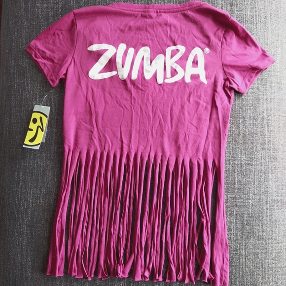 Zumba V-Neck Fringe Top Mulberry S - Picture 2 of 7